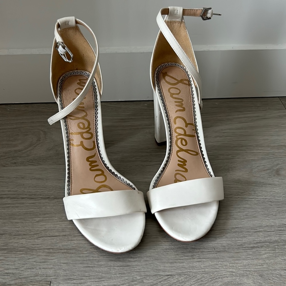 Sam Edelman Yaro Block White Heels